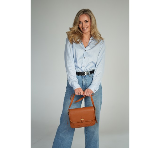 Женская сумка кросс-боди из натуральной кожи рыжая BAGS4LIFE 88366 с клапаном