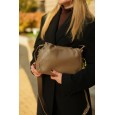 Жіноча сумка з натуральної шкіри бежево-коричнева BAGS4LIFE 99-57 з затяжками