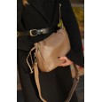 Жіноча сумка з натуральної шкіри бежево-коричнева BAGS4LIFE 99-57 з затяжками