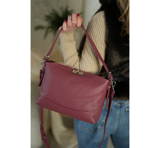 Жіноча сумка-багет шкіряна винна Vito Torelli 1108 1057