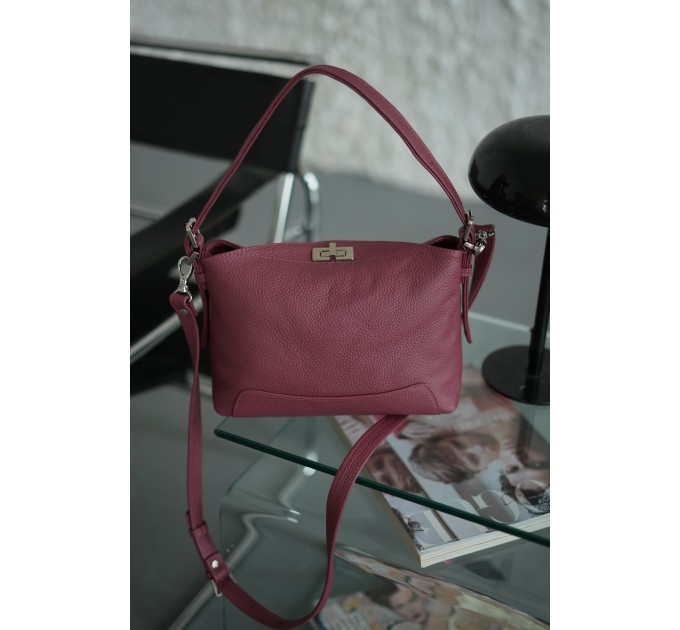 Жіноча сумка-багет шкіряна винна Vito Torelli 1108 1057