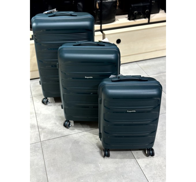 Валіза середня пластикова BAGS4LIFE PP920 темно-зелена