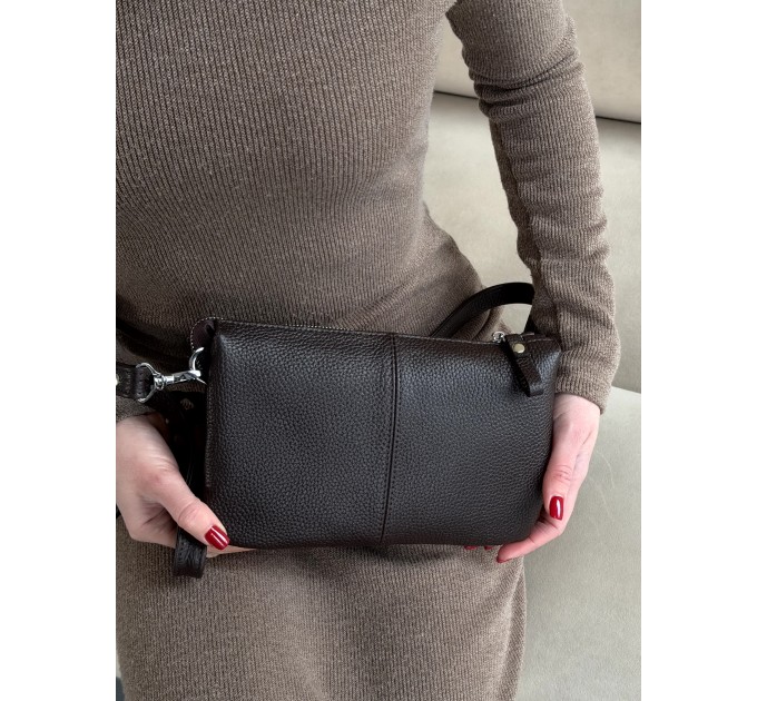 Жіноча сумка-месенджер з натуральної шкіри та замші коричнева Vito Torelli 1054 6010/1210