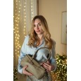 Жіноча сумка-багет з натуральної шкіри сіро-бежева BAGS4LIFE 8216 з ремінцем