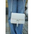 Женская сумка кросс-боди из натуральной кожи молочная BAGS4LIFE 33011 с клапаном и хлястиком