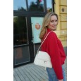 Женская сумка кросс-боди из натуральной кожи молочная BAGS4LIFE 33011 с клапаном и хлястиком