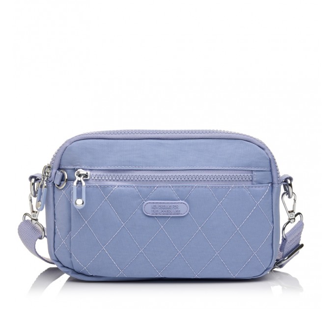 Сумка жіноча з полиэстера бузкова BAGS4LIFE 88006 стьобана кишеня