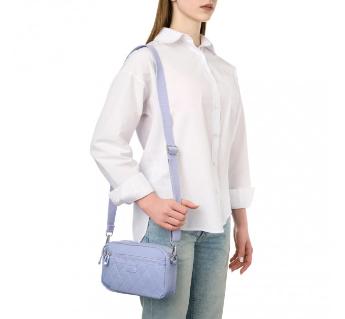 Сумка жіноча з полиэстера бузкова BAGS4LIFE 88006 стьобана кишеня