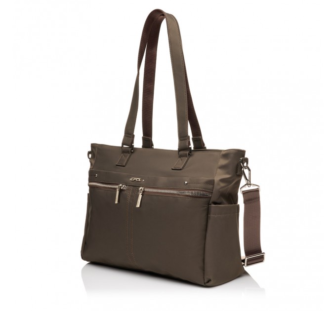 Женская деловая сумка-шоппер из полиэстера коричневая EPOL 6102-07