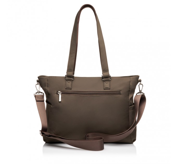 Женская деловая сумка-шоппер из полиэстера коричневая EPOL 6102-07