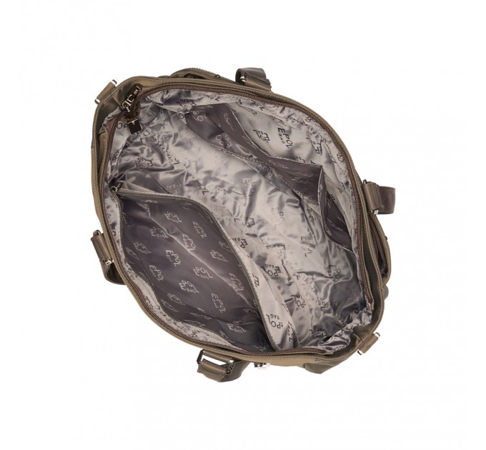 Женская деловая сумка-шоппер из полиэстера коричневая EPOL 6102-07