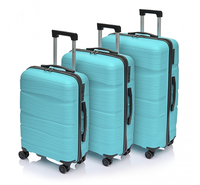 Большой чемодан из полипропилена BAGS4LIFE PP002 зелено-голубой