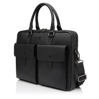 Чоловіча сумка-портфель з натуральної шкіри чорна BAGS4LIFE MAN 6819-3 з кишенями