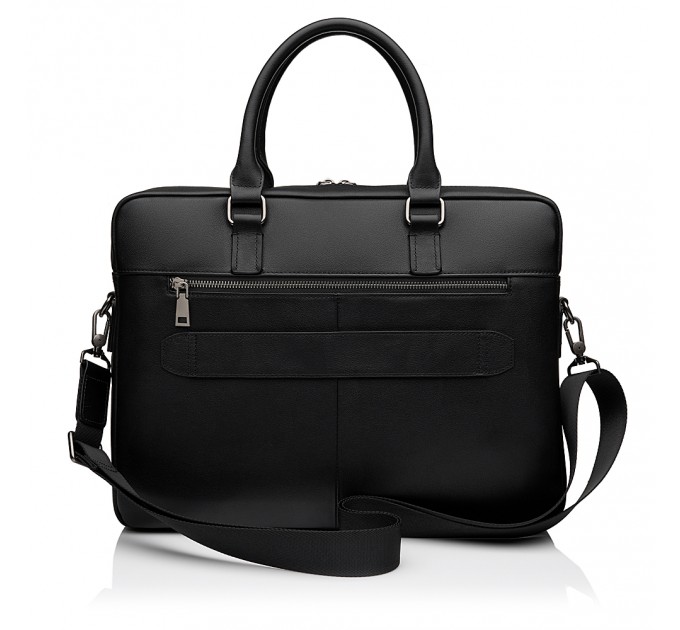 Чоловіча сумка-портфель з натуральної шкіри чорна BAGS4LIFE MAN 6819-3 з кишенями