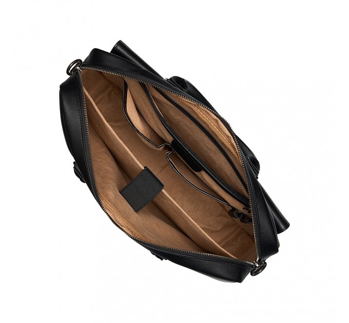 Чоловіча сумка-портфель з натуральної шкіри чорна BAGS4LIFE MAN 6819-3 з кишенями