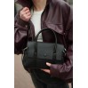 Женская сумка-тоут с натуральной кожи черная BAGS4LIFE 99067 с клапаном