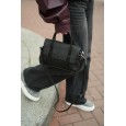 Женская сумка-тоут с натуральной кожи черная BAGS4LIFE 99067 с клапаном