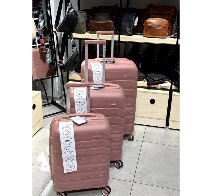Большой чемодан из полипропилена BAGS4LIFE PP темно-розовый