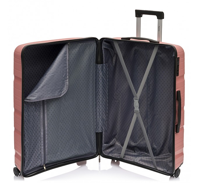 Большой чемодан из полипропилена BAGS4LIFE PP002 розовый
