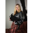 Жіноча сумка-багет з натуральної замші та шкіри чорна BAGS4LIFE 8205-8 з широкою ручкою