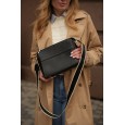 Женская сумка-месенджер из натуральной кожи черная BAGS4LIFE 6065 прямоугольная