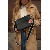 Женская сумка-месенджер из натуральной кожи черная BAGS4LIFE 6065 прямоугольная