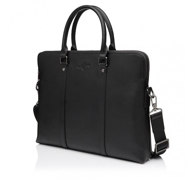 Чоловіча сумка-портфель з натуральної шкіри чорна BAGS4LIFE MAN 6782-3