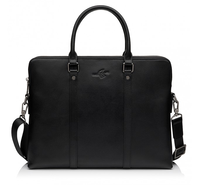 Чоловіча сумка-портфель з натуральної шкіри чорна BAGS4LIFE MAN 6782-3