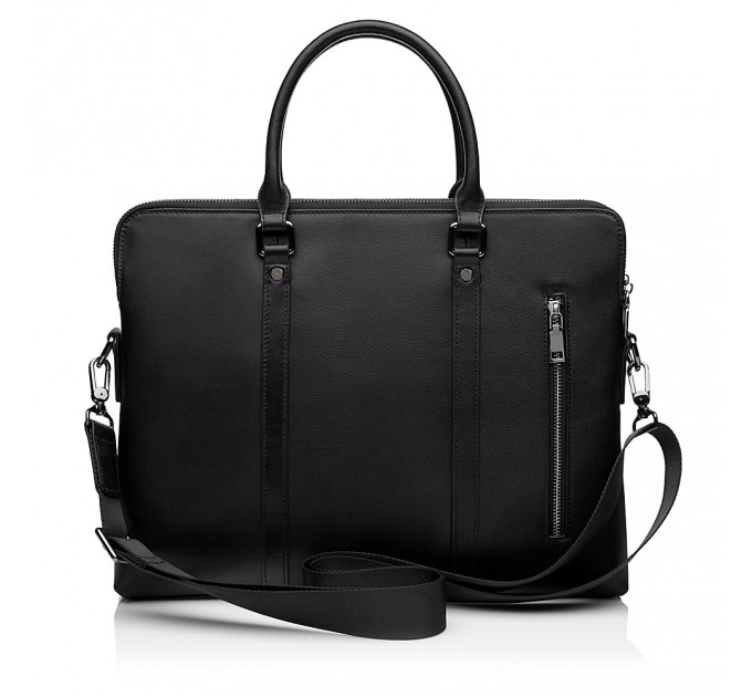 Чоловіча сумка-портфель з натуральної шкіри чорна BAGS4LIFE MAN 6782-3
