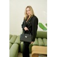Жіноча сумка з натуральної шкіри чорна BAGS4LIFE 89189 з ремінцем