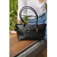 Жіноча сумка-багет з натуральної шкіри чорна BAGS4LIFE 3018 з ремінцем