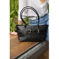 Жіноча сумка-багет з натуральної шкіри чорна BAGS4LIFE 3018 з ремінцем