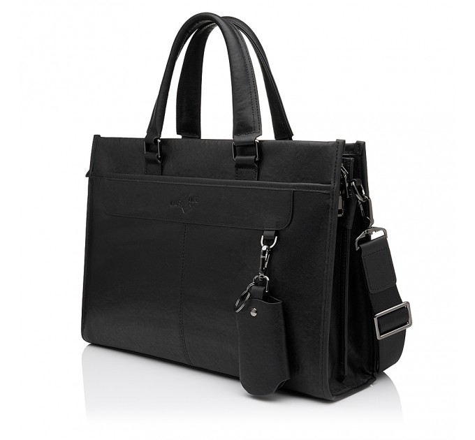 Чоловіча сумка-портфель з натуральної шкіри чорна BAGS4LIFE MAN 6920-3