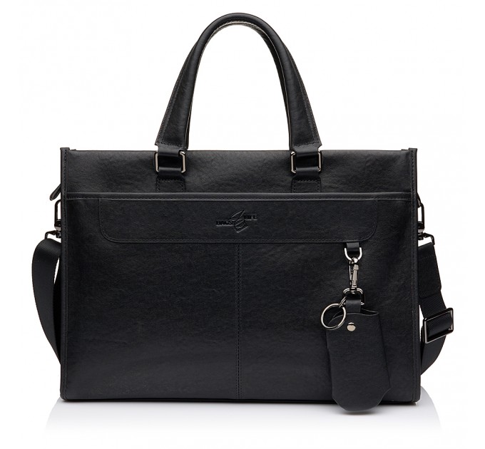 Чоловіча сумка-портфель з натуральної шкіри чорна BAGS4LIFE MAN 6920-3
