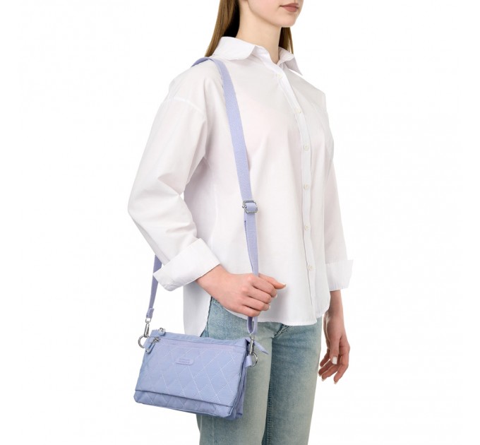 Сумка кросс-боди женская из полиэстера сиреневая BAGS4LIFE 88007 стеганный карман