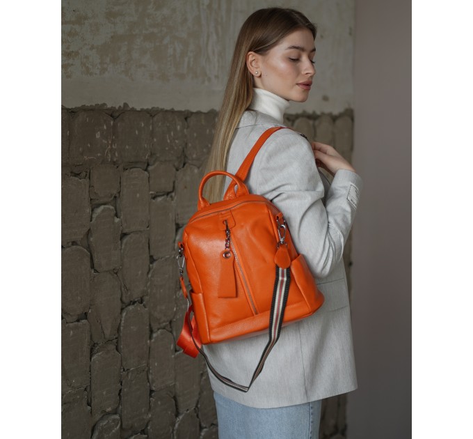 Рюкзак для женщин из натуральной кожи оранжевый BAGS4LIFE 6666