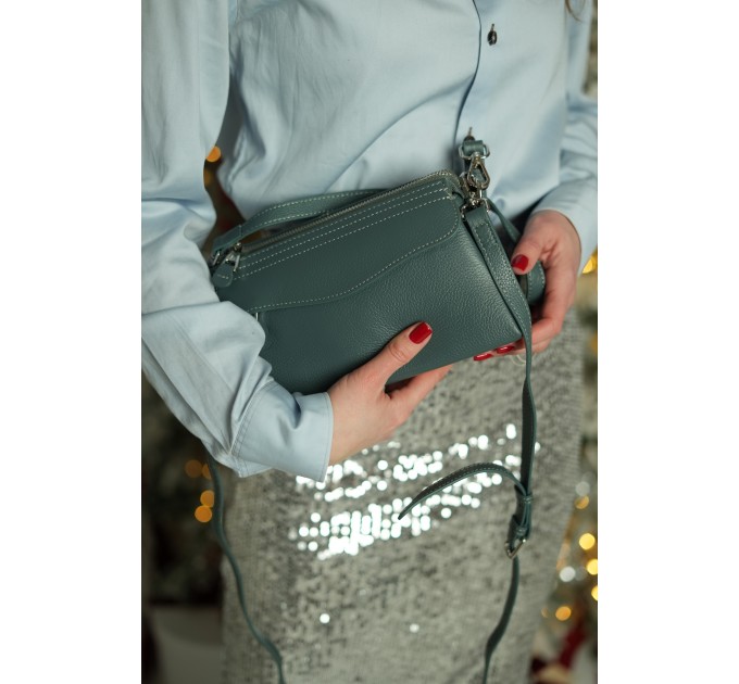 Женская сумка кросс-боди из натуральной кожи сизая BAGS4LIFE 76033