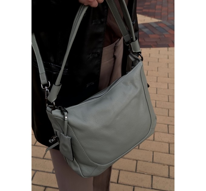 Жіноча сумка з натуральної шкіри сіра BAGS4LIFE 2062