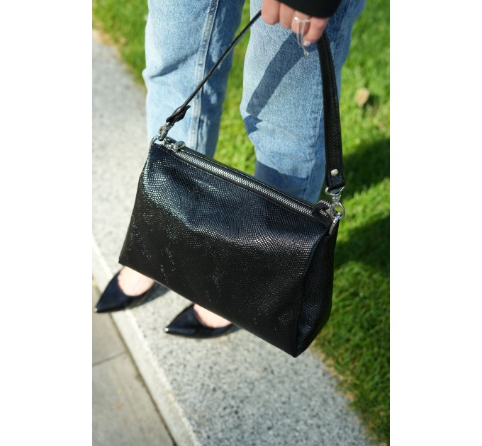 Сумка для жінок шкіряна чорна Vito Torelli 1065 5029 анаконда