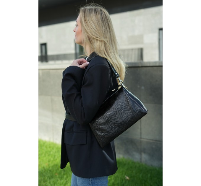 Сумка для жінок шкіряна чорна Vito Torelli 1065 5029 анаконда