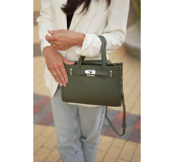 Женская сумка из натуральной кожи оливковая BAGS4LIFE 9330
