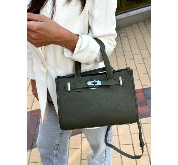 Женская сумка из натуральной кожи оливковая BAGS4LIFE 9330