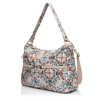 Сумка хобо жіноча з поліестера бежевий принт BAGS4LIFE 91102 з довгою ручкою