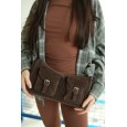 Женская сумка из натуральной замши и кожи коричнева BAGS4LIFE 6075F с накладными карманами