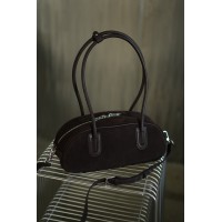 Жіноча сумка-багет з натуральної замші та шкіри еоричнева BAGS4LIFE 8575F з двома ручками