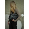 Сумка жіноча з натуральної шкіри чорна BAGS4LIFE 5139 з ремінцями