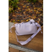 Жіноча сумка з натуральної шкіри лавандова BAGS4LIFE 99-57 з затяжками