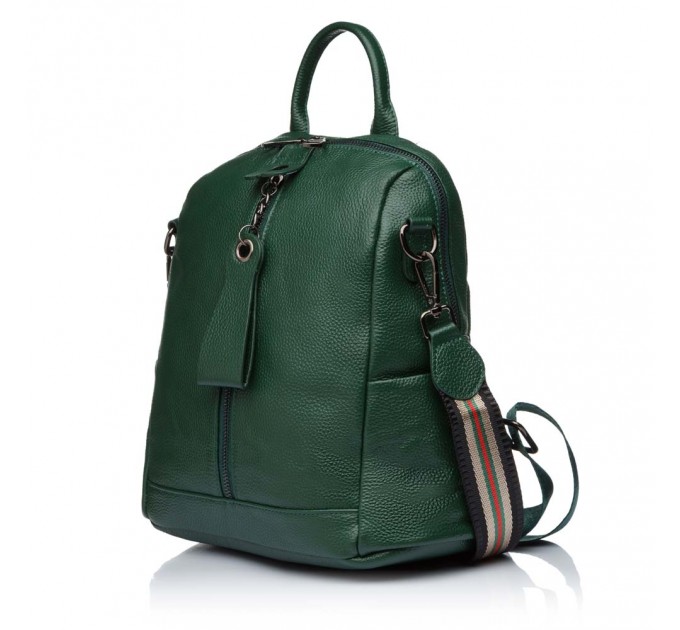 Рюкзак женский кожаный зеленый BAGS4LIFE 6666