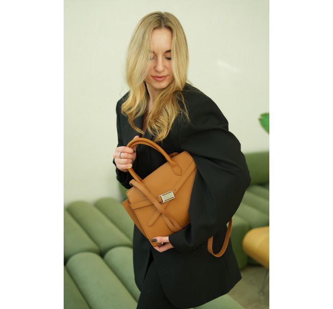 Жіноча сумка з натуральної шкіри руда BAGS4LIFE 89189 з ремінцем