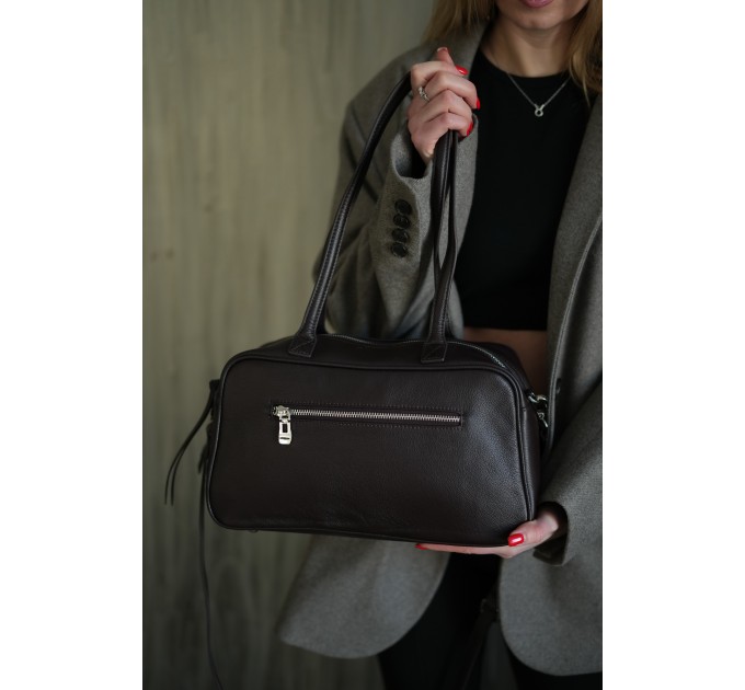 Женская сумка-багет из натуральной кожи коричневая BAGS4LIFE 8586